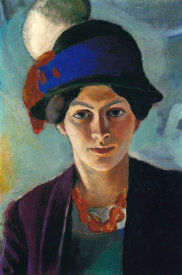 August Macke - Portrait of the artist's wife with a hat, 1909
