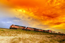 Carol Highsmith - Train at sunset near Hackberry, Arizona, 2017