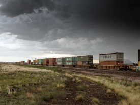 Carol Highsmith - Freight train,  Seligman, Arizona, 2017