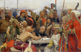 Ilya Repin - Sketch of 'The Reply of the Zaporozhian Cossacks to Sultan of Turkey', ca. 1890
