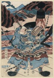 Shuntei Katsukawa - Fujiwara no hidesato no mukade taiji (Sea Monster Attack) – Triptych right panel, ca. 1815-20