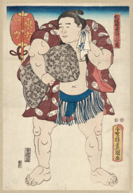 Utagawa Kunisada - Higashi no kata Ichiriki (From the series: Sumō han'ei tamari iri no zu : Great sumo wrestlers waiting for their match), ca. 1847