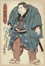 Utagawa Kunisada - Kagamiiwa Hamanosuke (From the series: Sumō han'ei tamari iri no zu : Great sumo wrestlers waiting for their match), ca. 1847