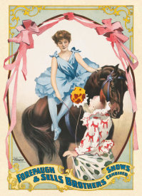 Strobridge Litho. Co. - Adam Forepaugh and Sells Brothers Circus: Equestrian and Clown, ca. 1899
