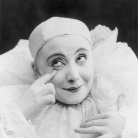 B.J. Falk - Pierrot Smiles and Wipes Away a Tear - Actress Pilar Morin, ca. 1895