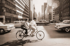 Angelo Rizzuto - Tandem bicycle crossing Park Avenue, New York City, 1959