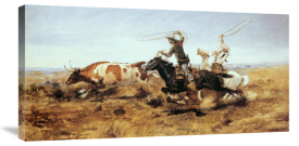 Charles M. Russell - O. H. Cowboys Roping a Steer