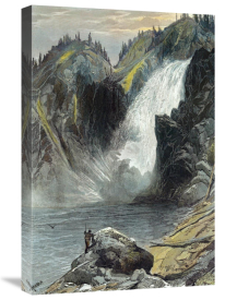 Thomas Moran - The Upper Yellowstone Falls (A Colored Engraving)