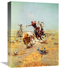Charles M. Russell - Cowboy Roping a Steer