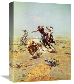Charles M. Russell - Cowboy Roping A steer
