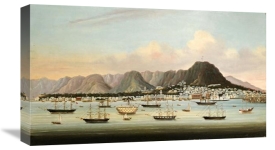 Chinese School - A View of Victoria, Hong Kong, With The Hulk H.M.S Princess Charlotte