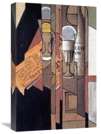 Juan Gris - Glasses, a Newspaper and a Bottle of Wine