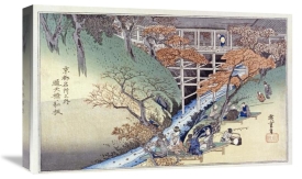Hiroshige - Red Maple Leaves at Tsuten Bridge