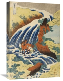 Hokusai - Two Men Washing a Horse in a Waterfall