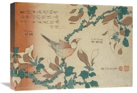 Hokusai - A Paddy Bird Perched On a Flowering Magnolia Branch