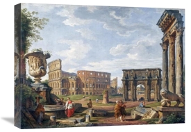 Giovanni Paolo Pannini - A Capriccio View of Rome With The Colosseum