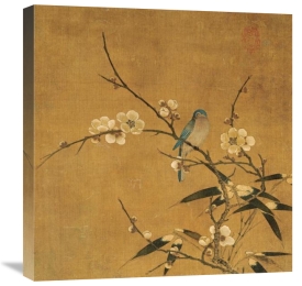 Unknown - Blue Bird On a Plum Branch With Bamboo
