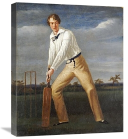 English School - A Cricketer at The Crease