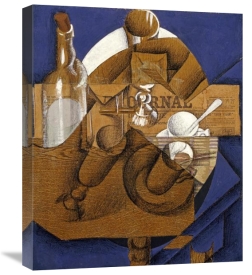 Juan Gris - Trasse, Verres Et Bouteille (Le Journal)