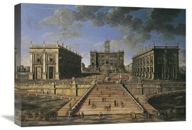 Roman School - A View of The Piazza Del Campidoglio, Rome