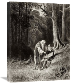Gustave Dore - Merlin Paints The Young Knight's Shield