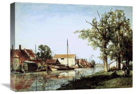 Johan Barthold Jongkind - A Dutch Canal Scene