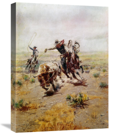 Charles M. Russell - Cowboy Roping a Steer