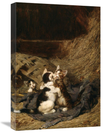 Julius Adam - Kittens in the Hay