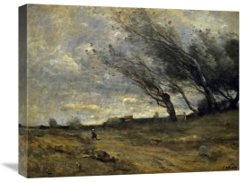 Jean-Baptiste-Camille Corot - A Gust of Wind