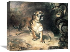 William Huggins - Tiger Confronting a Snake by a Stream