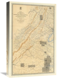 United States War Department - Civil War Map of the Region between Gettysburg, PA and Appomattox Court House, VA, 1869