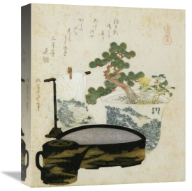 Hokusai - A Potted Dwarf Pine With Basin And Towel 1822
