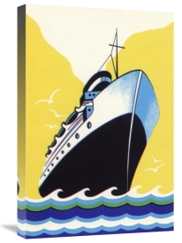 Retrotravel - Steamship Cruise liner Boom Label