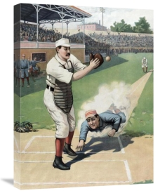 Vintage Sports - Baseball Play at the Plate