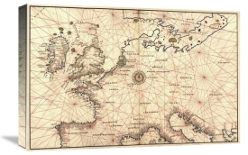 Battista Agnese - Portolan Map of Spain, England, France, Germany, The British Isles