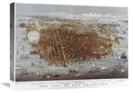 Currier and Ives - The City of San Francisco; Bird's Eye View from the Bay Looking South-West