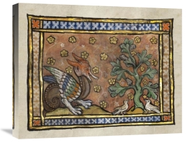 Franco-Flemish 13th Century - A Dragon Charging Two Doves (detail)