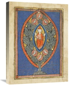 Franco-Flemish 13th Century - A Man Enthroned within a Mandorla in a Tree