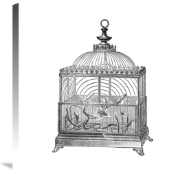 Catalog Illustration - Etchings: Birdcage - Dome top, floral base, filigree detail.