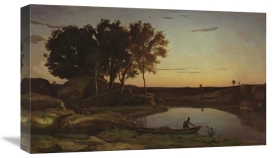 Jean-Baptiste-Camille Corot - Landscape with Lake and Boatman