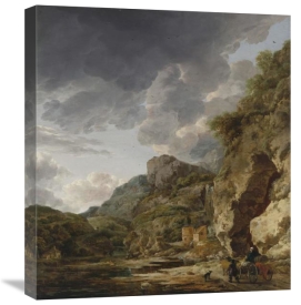 Herman Nauwincx and Willem Schellinks - Mountain Landscape with River and Wagon
