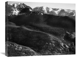 Ansel Adams - View of wooded hills with mountains in background, in Rocky Mountain National Park, Colorado, ca. 1941-1942