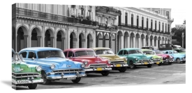 Pangea Images - Cars parked in line, Havana, Cuba