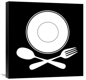 BG.Studio - Mealtime: White on Black - Plate with Crossed Cutlery
