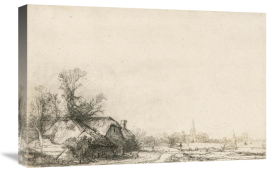 Rembrandt van Rijn - Cottage beside a Canal, ca. 1645