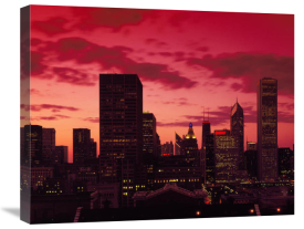 Carol Highsmith - Skyline at dusk Chicago Illinois