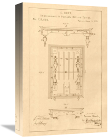Department of the Interior. Patent Office. - Vintage Patent Illustrations: Portable Billiard-Table, 1872