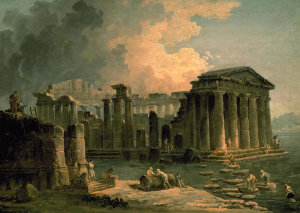 Hubert Robert - Ruins of a Doric Temple