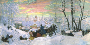 Boris Kustodiev - Arriving for Shrove-Tide, 1916