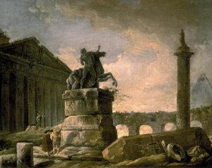 Hubert Robert - Architectural Landscape with Obelisk